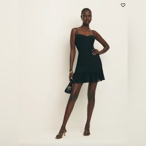 Reformation Black Ruffle Hem Dress